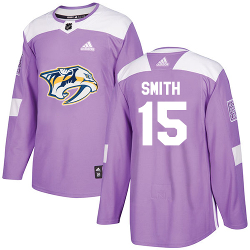 Adidas Predators #15 Craig Smith Purple Authentic Fights Cancer Stitched NHL Jersey - Click Image to Close